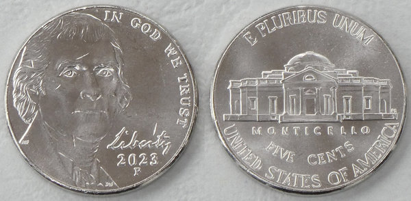 USA 5 Cents Nickel 2023 P unz.