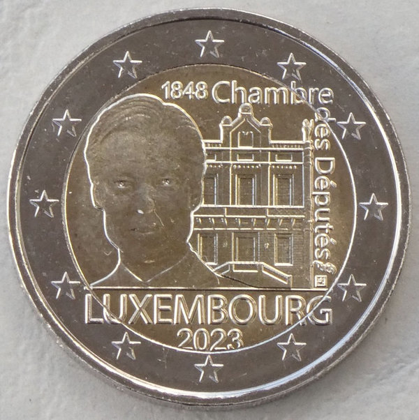 2 Euro Gedenkmünze Luxemburg 2023 Abgeordnetenkammer und Verfassung unz.
