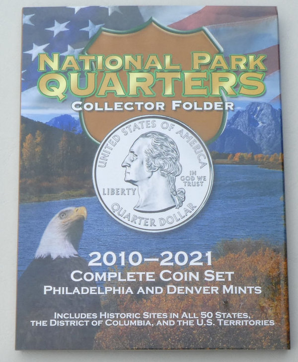 Whitman Folder / Sammelalbum USA National Park Quarter 2010-2021 P+D