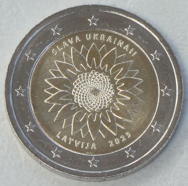 2 Euro Gedenkmünze Lettland 2023 Ukrainische Sonnenblume unz.