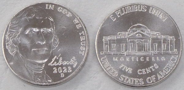 USA 5 Cents Nickel 2023 D unz.
