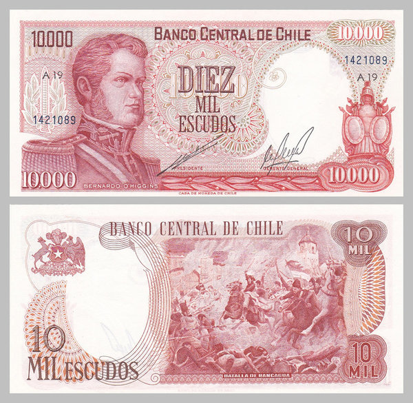 Chile 10000 Escudos 1967-1975 p148 sign1 unz.