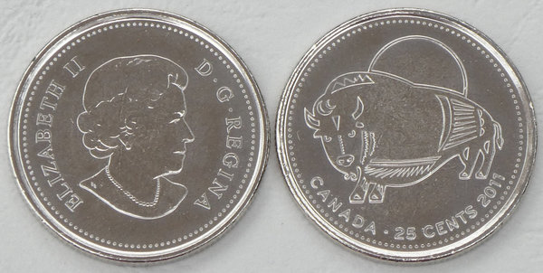 Kanada 25 Cents Gedenkmünze 2011 Bison p1168 unz.
