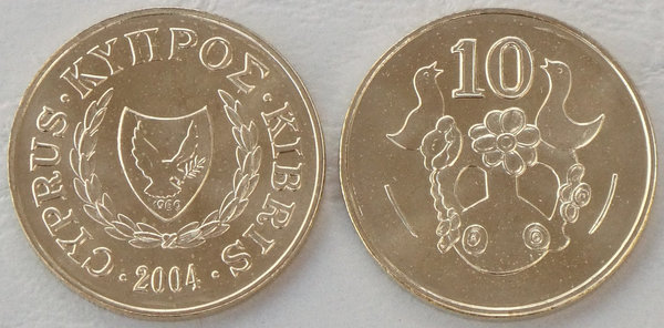 Zypern 10 Cents Kursmünze 2004 Amphore p56.3 unz.