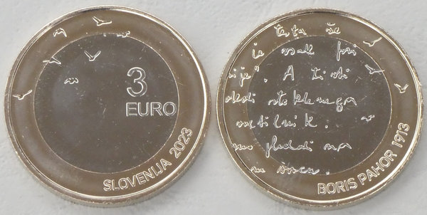 3 Euro Gedenkmünze Slowenien 2023 Boris Pahor unz.