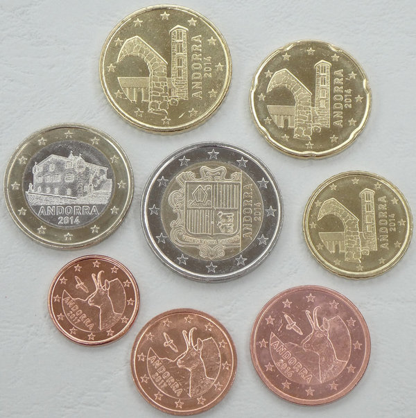 Euro KMS Kursmünzensatz Andorra 2014-2017 unz.