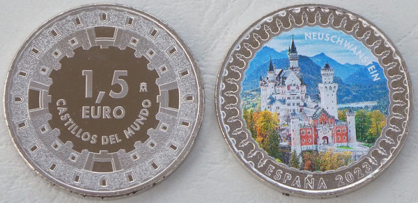 1,5 Euro Spanien 2023 Burgen und Schlösser Schloss Neuschwanstein unz.