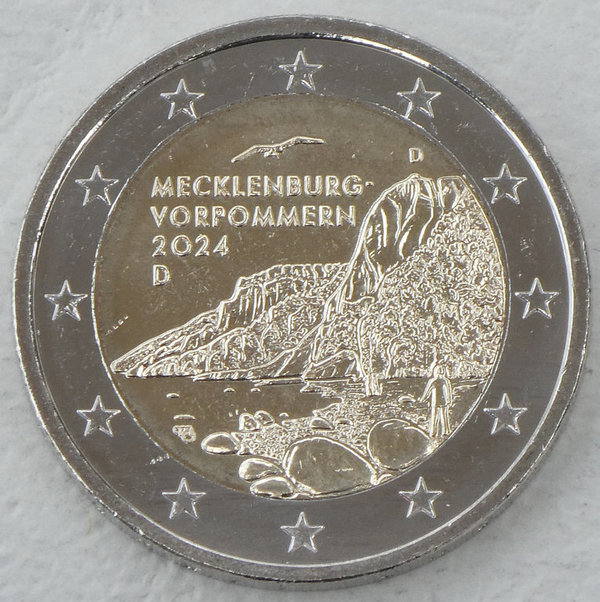 2 Euro Gedenkmünze Deutschland D 2024 Mecklenburg-Vorpommern / Königsstuhl unz.